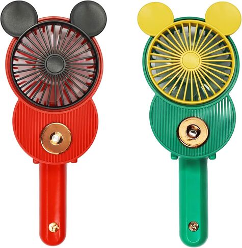 LACOVIA Cute Mouse Misting Mini Fan, Handheld Portable USB Rechargeable Fan with 3 Adjustable Speeds, Foldable For Travelling(Red&Green) in Saudi Arabia