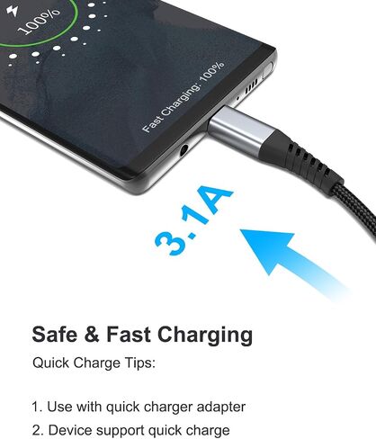 كابل USB C إلى USB C بطول 2 قدم، 3 قطع سلك شحن USB C إلى C مضفر 60 وات/3 أمبير من النوع C إلى النوع C شاحن سيارة سريع الشحن لهاتف iPhone 16 15 Pro Max وSamsung Galaxy S23 S22 وMoto LG وGoogle Pixel وiPad in Kuwait