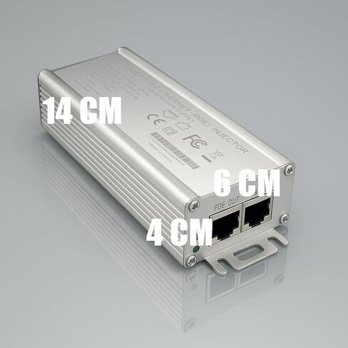 Elfcam - 150W PoE Injector 2.5Gb/1.25Gb for Starlink Gen 3 and Gen 2, Material Aluminium Alloy for Heat Dissipation,Input 100-240V AC and Output 150W, Plug-and-Play in Saudi Arabia