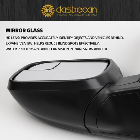 Dasbecan Right Passenger Side Door Mirror Compatible with Ford Explorer 2011-2019 Power Adjusted Glass Heated with Turn Signal Light Puddle Lamp Blind Spot Glass Replaces FO1321554 Black 7Pins in Saudi Arabia