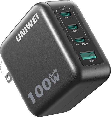 100W USB C Charger Block, 4-Port GaN and Ultra-Compact Wall Adapter, for MacBook, iPhone 17/16 Series, Samsung Galaxy, Pixel, and More in Saudi Arabia