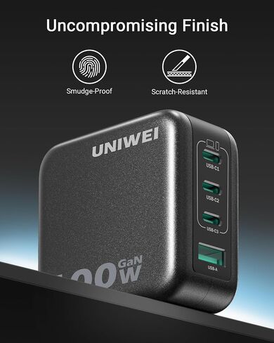 100W USB C Charger Block, 4-Port GaN and Ultra-Compact Wall Adapter, for MacBook, iPhone 17/16 Series, Samsung Galaxy, Pixel, and More in Saudi Arabia