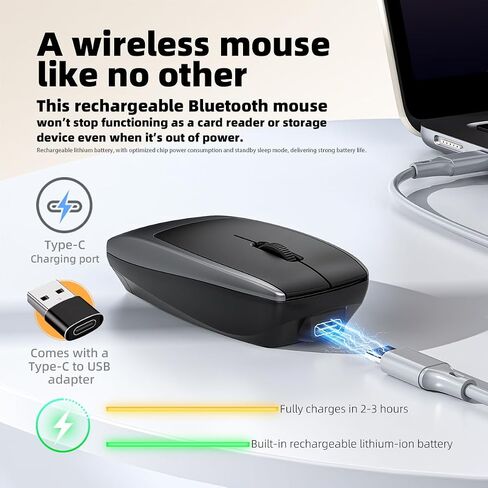 FMOUSE Ultra-Compact 2-in-1 Bluetooth Mouse + TF Card Reader - Rechargeable Lanyard Cable, Thumb-Sized Design (78×38×22mm), 2TB Capacity Support, Ideal for Mobile Professionals & Travel, Grey in Kuwait