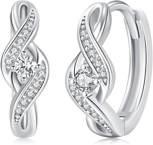 Hoop Earrings Black Huggie Earrings Hypoallergenic 925 Sterling Silver Opal/Zircon Earrings Jewelry Gifts for Women Men Sensitive Ears in Kuwait