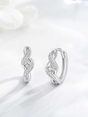 Hoop Earrings Black Huggie Earrings Hypoallergenic 925 Sterling Silver Opal/Zircon Earrings Jewelry Gifts for Women Men Sensitive Ears in Kuwait