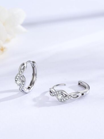 Hoop Earrings Black Huggie Earrings Hypoallergenic 925 Sterling Silver Opal/Zircon Earrings Jewelry Gifts for Women Men Sensitive Ears in Kuwait