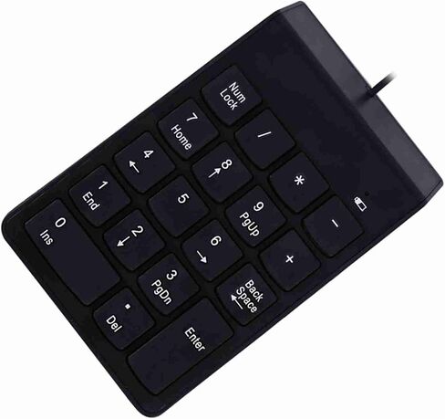 Drfeify USB لوحة مفاتيح رقمية صغيرة لوحة مفاتيح رقمية PlugandPlay 18 مفتاحًا لمستخدمي الكمبيوتر انسكاب ABS أسود 1 قطعة in Kuwait