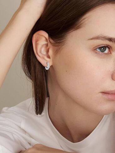 Hoop Earrings Black Huggie Earrings Hypoallergenic 925 Sterling Silver Opal/Zircon Earrings Jewelry Gifts for Women Men Sensitive Ears in Kuwait