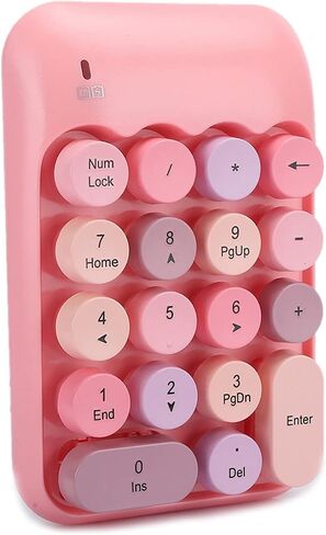 SUNGOOYUE Mini Wireless Numeric Keypad, Retro Round Cap Design, 2.4G Connectivity, Compatible with Laptop and Desktop, Great for Financial Accounting in Saudi Arabia