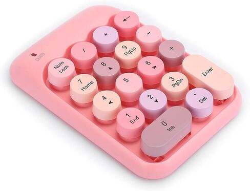 SUNGOOYUE Mini Wireless Numeric Keypad, Retro Round Cap Design, 2.4G Connectivity, Compatible with Laptop and Desktop, Great for Financial Accounting in Saudi Arabia