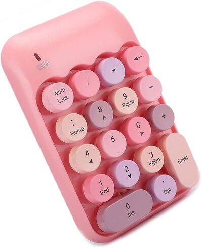 SUNGOOYUE Mini Wireless Numeric Keypad, Retro Round Cap Design, 2.4G Connectivity, Compatible with Laptop and Desktop, Great for Financial Accounting in Saudi Arabia