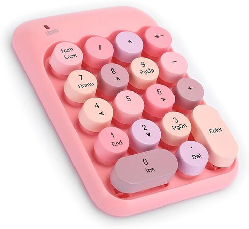SUNGOOYUE Mini Wireless Numeric Keypad, Retro Round Cap Design, 2.4G Connectivity, Compatible with Laptop and Desktop, Great for Financial Accounting in Saudi Arabia