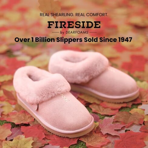 شباشب Adelaide للسيدات من Fireside By Dearfoams، مصنوعة من جلد الغزال الأصلي، أحذية منزلية سهلة الارتداء من الإسفنج الذكي in Saudi Arabia