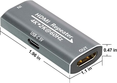 HDMI Booster Repeater 4K@60Hz for 80FT, HDMI Extender Female to Female Amplifier Signal Booster Plug & Play, for Gaming/Home Theater/Video Meeting/TV with USB-C Power Supply Port(Grey) in Saudi Arabia