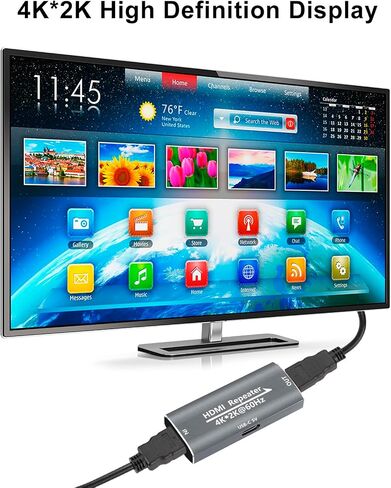 HDMI Booster Repeater 4K@60Hz for 80FT, HDMI Extender Female to Female Amplifier Signal Booster Plug & Play, for Gaming/Home Theater/Video Meeting/TV with USB-C Power Supply Port(Grey) in Saudi Arabia