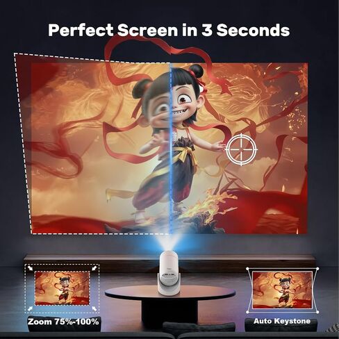 Mini Projector with WiFi & Bluetooth,1080P Supported 300Lumen Portable Projector for iPhone/Android/TV Stick, Mini Projector with Hdmi Remote and Speaker for Bedroom Wall in Saudi Arabia
