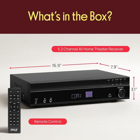 Pyle 5.2 Channel Bluetooth Home Theater Amplifier, 240 watts Peak Power, Microphone Input with Echo for Karaoke, ARC Hi-Def Input, USB-A Input with MP3 Player, FM Radio - PT875BT in Saudi Arabia