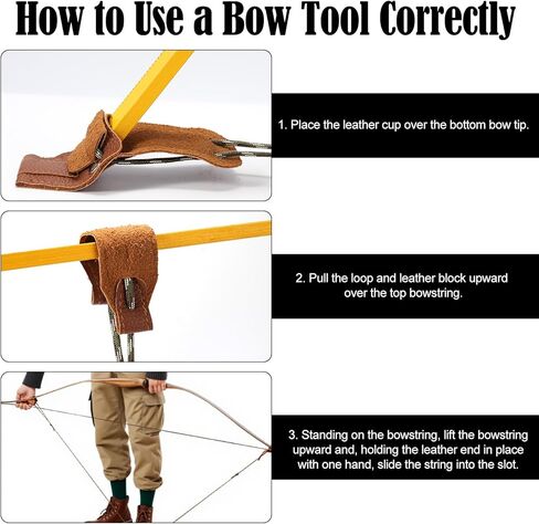 أداة سترينجر لقوس الرماية، سترينجر من الجلد والنايلون مع وسادات مضادة للانزلاق، ملحقات تثبيت سلسلة قوس منحني آمنة ومتينة لمختلف ملحقات ممارسة الأقواس المنحنية المختلفة in Kuwait