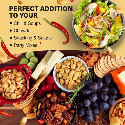 Wicked Minis Soup & Oyster Crackers-Saltine Crackers Salted Flavored Mini Puffed Soup, Savory Snacking Mix Seasoned Croutons Salad Toppers, Crackers for Chili 6oz(Garlic Parmesan, Pack of 3) in Saudi Arabia