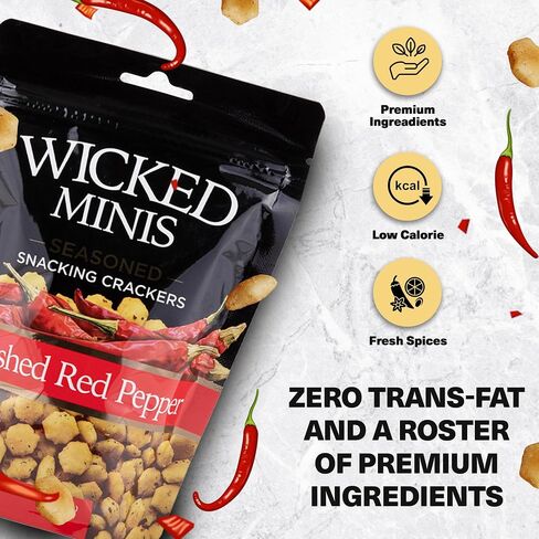 Wicked Minis Soup & Oyster Crackers-Saltine Crackers Salted Flavored Mini Puffed Soup, Savory Snacking Mix Seasoned Croutons Salad Toppers, Crackers for Chili 6oz(Garlic Parmesan, Pack of 3) in Saudi Arabia