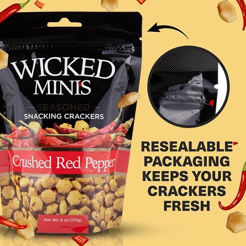Wicked Minis Soup & Oyster Crackers-Saltine Crackers Salted Flavored Mini Puffed Soup, Savory Snacking Mix Seasoned Croutons Salad Toppers, Crackers for Chili 6oz(Garlic Parmesan, Pack of 3) in Saudi Arabia