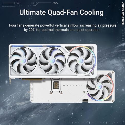 ASUS ROG Astral GeForce RTX 5080 16GB GDDR7 White OC Edition Gaming Quad Fan Graphics Card (NVIDIA DLSS 4, 3.8-Slot Design, PCIe 5.0, 3X DP 2.1b, 2X HDMI 2.1b, White, ROG-ASTRAL-RTX5080-O16G-WHITE) in Saudi Arabia