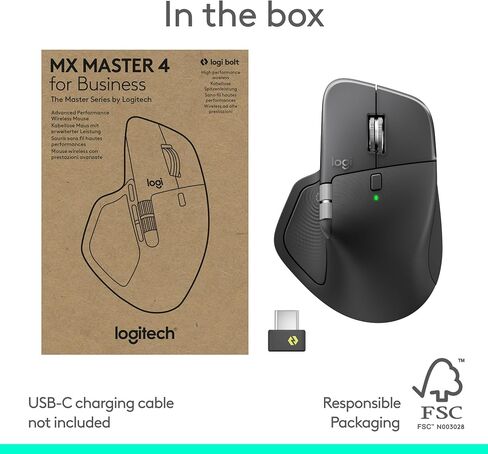 Logitech MX Master 4 for Business, Wireless Mouse with Quiet Clicks, 8K DPI, MagSpeed Scrolling, Logi Bolt Receiver, Bluetooth, Actions Ring, Haptics, USB-C Charging – Graphite in Saudi Arabia
