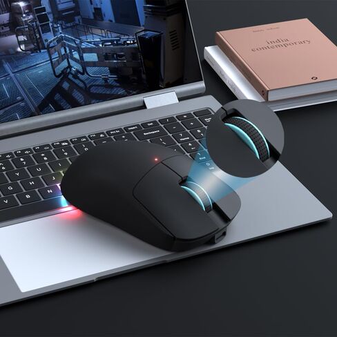 XT624 ماوس بلوتوث لاسلكي، LED مريح قابل لإعادة الشحن مع وضع متعدد 2.4 جيجا USB لاسلكي + BT1 + BT2، ماوس بلوتوث محمول للكمبيوتر المحمول والكمبيوتر (أسود) in Saudi Arabia