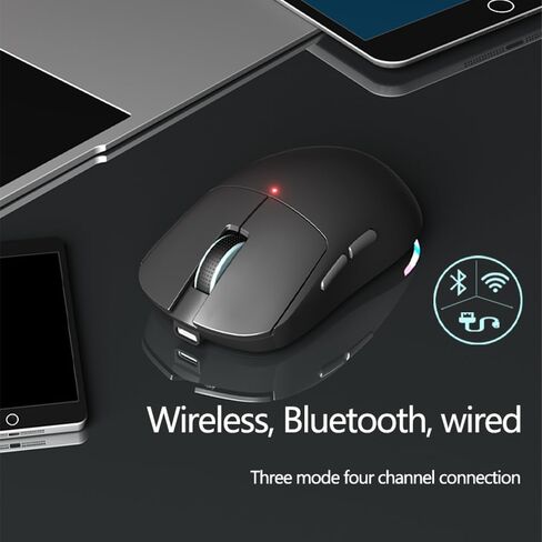 XT624 ماوس بلوتوث لاسلكي، LED مريح قابل لإعادة الشحن مع وضع متعدد 2.4 جيجا USB لاسلكي + BT1 + BT2، ماوس بلوتوث محمول للكمبيوتر المحمول والكمبيوتر (أسود) in Saudi Arabia