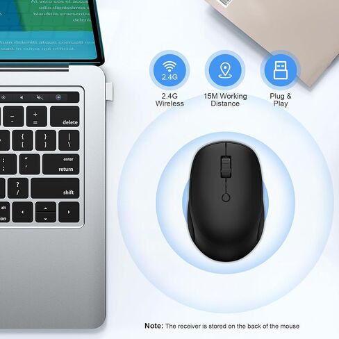Wireless Computer Mouse,2.4GHz Ergonomic Computer Mouse with USB A Receiver,1600 DPI, 4 Button Optical Wireless Mice for Laptop,Macs,iPad,Linux,PC and Desktop,Suitable for Office and Home Use in Saudi Arabia