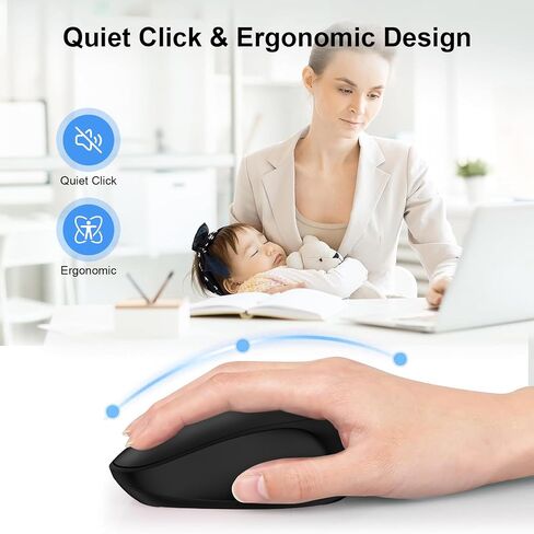 Wireless Computer Mouse,2.4GHz Ergonomic Computer Mouse with USB A Receiver,1600 DPI, 4 Button Optical Wireless Mice for Laptop,Macs,iPad,Linux,PC and Desktop,Suitable for Office and Home Use in Saudi Arabia