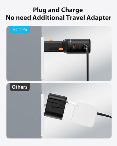 محول السفر العالمي SooPii، محول طاقة GaN بقدرة 65 وات مع منفذين USB-C، محول طاقة دولي، شاحن سفر مع قابس الولايات المتحدة/المملكة المتحدة/الاتحاد الأوروبي/الاتحاد الأفريقي لأجهزة iPhone 16/15، وGalaxy S25/S24، وiPad، إلخ. in Saudi Arabia