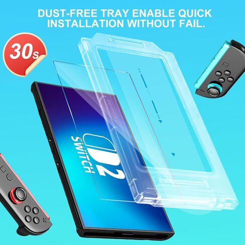 واقي شاشة من الزجاج المقوى Hiway متوافق مع Nintendo Switch 2 2025، نظام OneTouch للمحاذاة التلقائية، خالي من الفقاعات، صلابة 9H مضادة للخدش، مضادة لبصمات الأصابع، شفاف عالي الدقة in Saudi Arabia