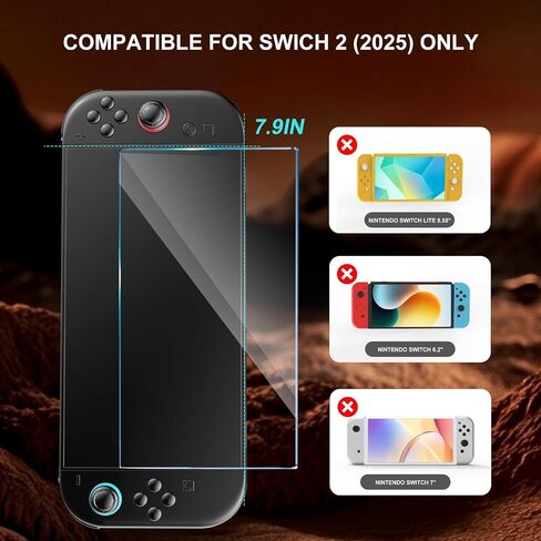 واقي شاشة من الزجاج المقوى Hiway متوافق مع Nintendo Switch 2 2025، نظام OneTouch للمحاذاة التلقائية، خالي من الفقاعات، صلابة 9H مضادة للخدش، مضادة لبصمات الأصابع، شفاف عالي الدقة in Saudi Arabia