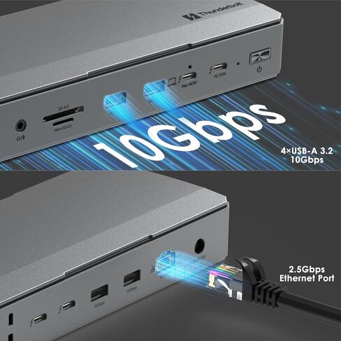 قاعدة توصيل WAVLINK Thunderbolt 5، محطة إرساء 12 في 1 TB5 مع أقصى نقل 120 جيجابت في الثانية، 140 وات PD، منفذ إيثرنت 2.5 جيجا، 4x USB-A 3.2 Gen 2، SD 4.0، شاشة 8K لأجهزة الكمبيوتر المحمولة التي تعمل بنظام التشغيل Windows 11/Mac OS 14.6 أو أحدث TB5/4 in Saudi Arabia