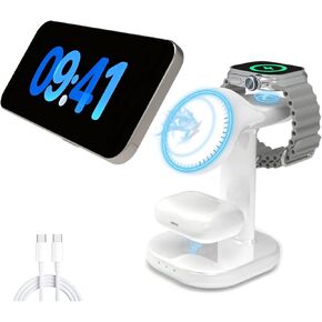 3 in 1 Wireless Charging Station for Magsafe Charger Stand,Magnetic Phone Charger for iPhone,for Apple Watch,for Airpods,for Magsafe Charging Station (Black) in Saudi Arabia