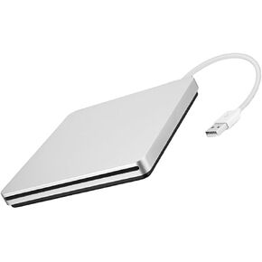 USB External DVD CD ROM Burner Drive Silver Gray Portable Optical Disk Writer for Laptop Desktop Compatible with Windows Data Backup and Movie Playback in Kuwait