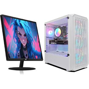 STGAubron Gaming PC Bundle with 24 inch FHD LED Monitor- AMD Ryzen 3 3200G 3.6 GHz, Radeon RX 580 8G, 16G DDR4, 1T SSD, RGB Fan x4, Windows 11 Home in Saudi Arabia