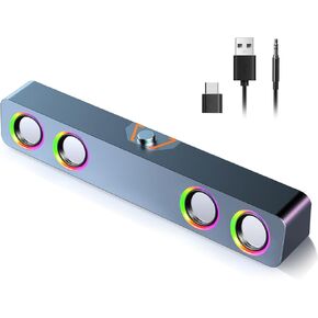 Computer Speakers for Desktop PC, 2.0-Channel Speakers with Static RGB Lighting and Volume Control, Featuring a 3.5mm Input and USB Powered Plug and Play, Compatible with Monitors, laptops in Kuwait