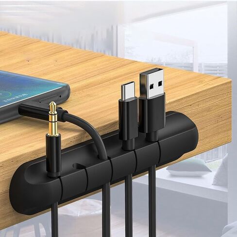 1PC Self-Adhesive Cable Organizer Clip: Ideal for Cable, Power Cord & Wire Management in Desk, Home & Office - Black in Saudi Arabia