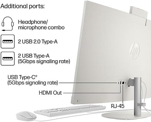 كمبيوتر مكتبي HP 27 بوصة FHD الكل في واحد، Intel Core i5-1334U، ذاكرة الوصول العشوائي 8 جيجابايت، 256 جيجابايت SSD، Windows 11 Home، 27-cr0306 (متجدد) in Kuwait