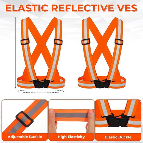 20 Pcs Reflective Vest Running Gear, High Visible Multicolor Adjustable Reflective Vest Elastic Bright Neon Lightweight Safety Straps for Men Women Night Walking Running Cycling Jogging in Saudi Arabia