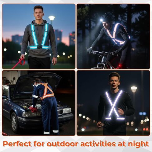 20 Pcs Reflective Vest Running Gear, High Visible Multicolor Adjustable Reflective Vest Elastic Bright Neon Lightweight Safety Straps for Men Women Night Walking Running Cycling Jogging in Saudi Arabia