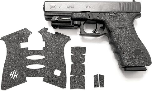شريط قبضة مسدس Handleitgrips متوافق مع Glock 20 & 21 Gen 4 - شريط قبضة مسدس مطاطي أسود مزخرف مع حشوة حمراء، سهل التركيب، أجزاء وإكسسوارات البندقية، مملوكة للمحاربين القدامى، صنع في الولايات المتحدة الأمريكية in Saudi Arabia