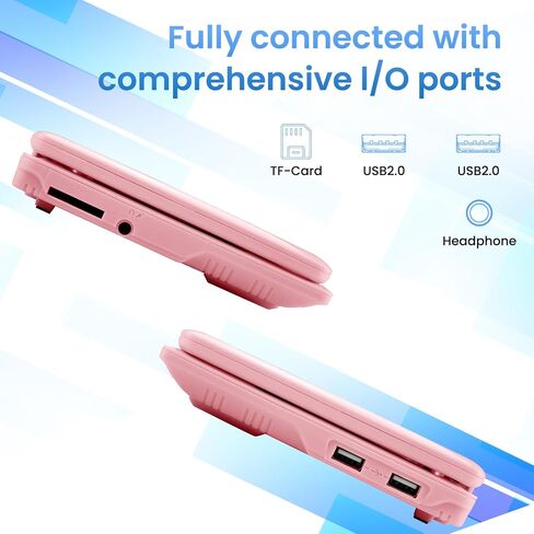 7" Portable Small Laptop, Android 12.0 OS with 2GB RAM 32GB ROM,Processor A133P Type-C 5V 2A Mini Laptop Notebook for Kids (Pink) in Saudi Arabia