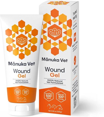 Manuka Vet Skin & Wound Gel, 500+ MGO Medical Grade Manuka Honey, Rapid Healing & Skin Repair Treatment for Dogs, Horses and Cats, 0.71oz (20g) Tube in Kuwait