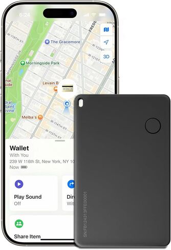 بطاقة تعقب المحفظة، قابلة لإعادة الشحن، تعمل مع Apple Find My، iPhone (iOS فقط)، محدد موقع العناصر عبر البلوتوث للأمتعة، الحقائب، جواز السفر، مقاومة للماء IP68 (عبوة واحدة) in Saudi Arabia