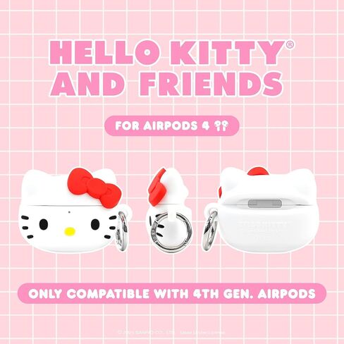 iFace Sanrio Case Compatible with AirPods 4th gen [Hello Kitty and Friends] - Cute Silicone Protective Cover [Carabiner Clip Included] [Wireless Charging Compatible] – Hello Kitty in Saudi Arabia