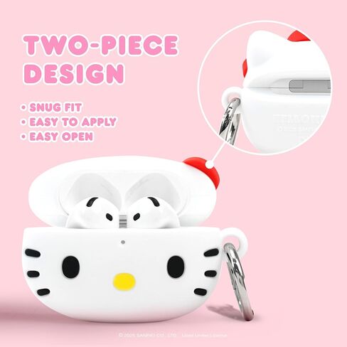 iFace Sanrio Case Compatible with AirPods 4th gen [Hello Kitty and Friends] - Cute Silicone Protective Cover [Carabiner Clip Included] [Wireless Charging Compatible] – Hello Kitty in Saudi Arabia