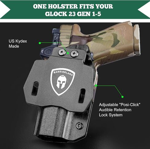 WARRIORLAND OWB Kydex Paddle Holster, Optional for Glock 43/ 43X/ 43Xmos & 17/20/ 21/22/ 23 Gen 3-5, Sig P365XL, Ruger Max-9/ LCP Max .380, Walther PPS M2, Fits 1.5"-1.75" Belt, Optics Cut & Adj. Cant in Kuwait